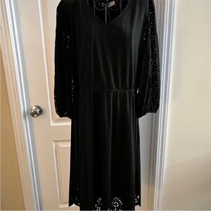 Black Mini Dress with Eyelet Sleeves